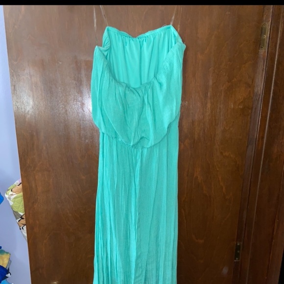 Aqua Strapless High Low Dress - Picture 2 of 5